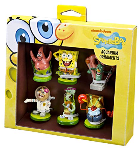 Penn-Plax Offiziell Lizenziertes Spongebob 6-teiliges Mini-Aquarium-Ornament-Set – ideal für Salzwasser- und Süßwassertanks. von Penn-Plax