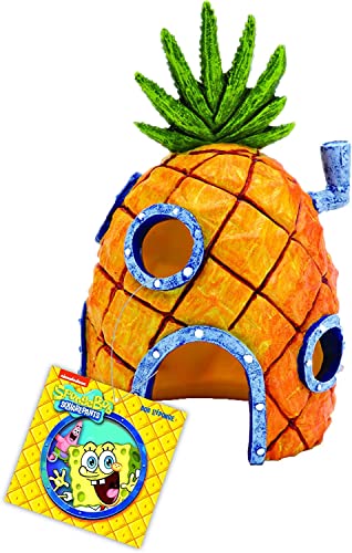 Penn-Plax Offizielles Lizenzprodukt Nickelodeon Spongebob Aquarium Ornament – Spongebob 's Ananashaus – perfekt für Fische zum Schwimmen und um sie herum – Vollfarbige Dekoration 15,2 cm von Penn-Plax