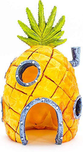 Penn-Plax Offizielles Lizenzprodukt Nickelodeon Spongebob Aquarium Ornament – Spongebob 's Ananashaus – perfekt für Fische zum Schwimmen und um sie herum – Vollfarbige Dekoration 15,2 cm von Penn-Plax