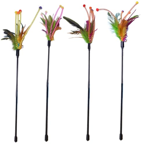 Interaktive Katzenspielzeug, 4pcs Katzenstab Spielzeug, Federn Flip Plüschkatze mit lautes Glocken, 20 -Zoll -Katzenstabspielzeug mit Non -Slip -Griff für Katze und Kätzchen Interaktive Katzenspielzeug, 4pcs Katzenstab Spielzeug, Federn Flip Plüschkatze mit lautes Glocken, 20 -Zoll -Katzenstabspielzeug mit Non -Slip -Griff für Katze und Kätzchen von Peosaard