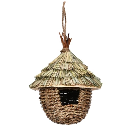 Kolibri -Nest -Haus, natürliche Grasvogelhäuser, handgewebte Kolibri -Nest mit hängendes Seil für Gartenfensterhof Veranden von Peosaard