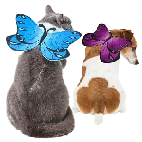 Peosaard Halloween für Hunde 2pcs Schmetterling Formhund Verstellbarer Katzenbekleidung süße Filzstoff Katze Outfit Kostüme für Katzen Blau+lila Hund Peosaard Halloween für Hunde 2pcs Schmetterling Formhund Verstellbarer Katzenbekleidung süße Filzstoff Katze Outfit Kostüme für Katzen Blau+lila Hund von Peosaard