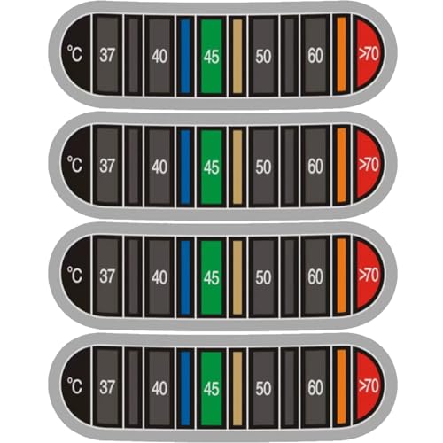 Peosaard Kaffeetasse Thermometer Aufkleber, 4pcs Temperaturstreifen, Farbwechseltemperatur -Etikett für Metallmilchkrüge zeigt ideale Milchkaffeewassertemperatur an von Peosaard