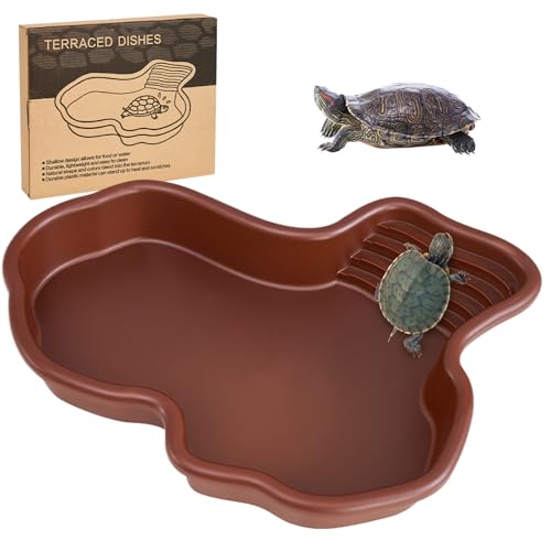 Schildkrötenraum mit rutschfestem Rampen Flacher Reptilienpool Geometrische Schildkrötenwanne 12,2x9.8x2in Glattes Reptilienwasserschale für Gecko Snake von Peosaard