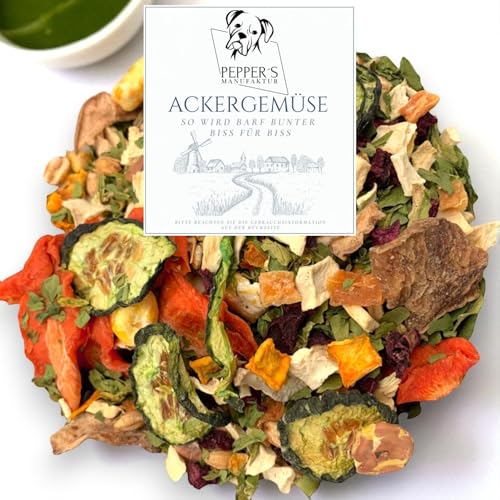 Ackergemüse von Pepper’s Manufaktur – Barf-Ergänzung für Hunde, natürliche Gemüsemischung mit Ballaststoffen & Vitaminen, für Bunte Rohfleischfütterung, glutenfrei (1000g) von Pepper´s Manufaktur