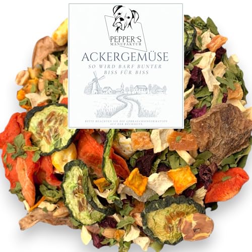 Ackergemüse von Pepper’s Manufaktur – Barf-Ergänzung für Hunde, natürliche Gemüsemischung mit Ballaststoffen & Vitaminen, für Bunte Rohfleischfütterung, glutenfrei (500g) von Pepper´s Manufaktur