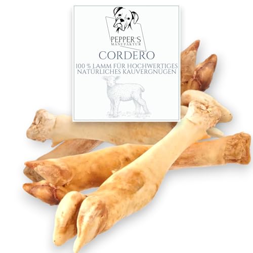 Cordero – 100% Lamm für hochwertiges Kauvergnügen. Die schonend getrockneten Lammbeinen, bieten Ihrem Hund einen hochwertigen, naturbelassenen Kausnack mit vielen gesundheitlichen Vorteilen (2 Stück) von Pepper´s Manufaktur
