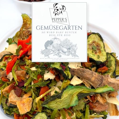 Gemüsegarten von Pepper’s Manufaktur – Barf-Ergänzung für Hunde, Getreide- & glutenfrei, ausgewähltes Trocken-Gemüse für eine abwechslungsreiche, ballaststoffreiche Rohfleischfütterung (1000g) von Pepper´s Manufaktur