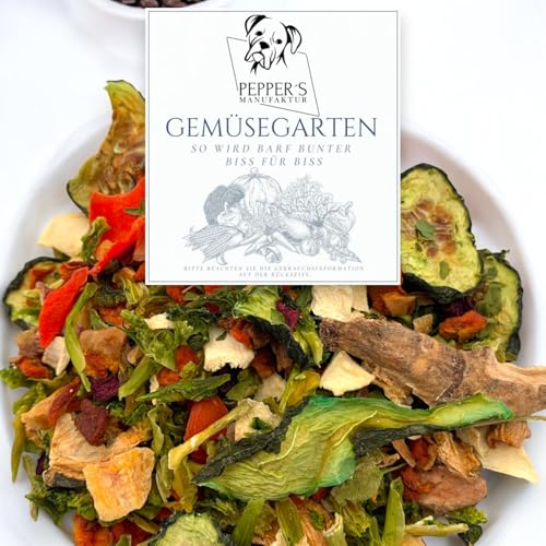 Gemüsegarten von Pepper’s Manufaktur – Barf-Ergänzung für Hunde, Getreide- & glutenfrei, ausgewähltes Trocken-Gemüse für eine abwechslungsreiche, ballaststoffreiche Rohfleischfütterung (250g) von Pepper´s Manufaktur