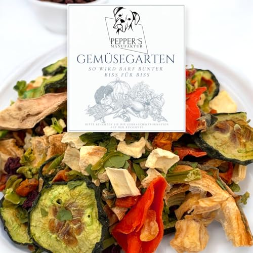 Gemüsegarten von Pepper’s Manufaktur – Barf-Ergänzung für Hunde, Getreide- & glutenfrei, ausgewähltes Trocken-Gemüse für eine abwechslungsreiche, ballaststoffreiche Rohfleischfütterung (500g) von Pepper´s Manufaktur