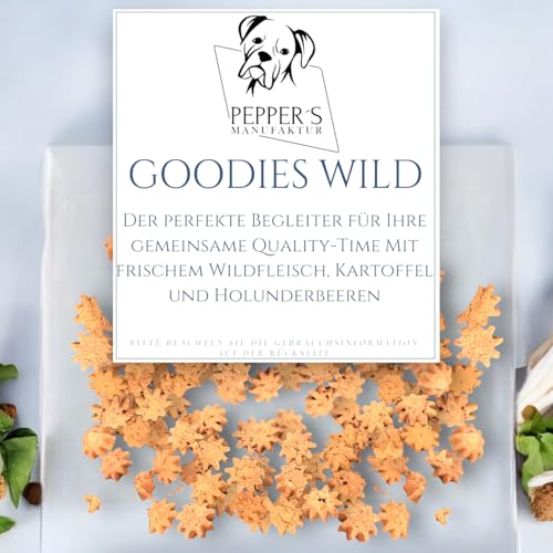 Goodies Wild - mit frischem Wildfleisch, Kartoffel und Holunderbeeren TrainingsLeckerli/Kausnack mit einen unwiderstehlichen Geschmack und zahlreichen gesundheitlichen Vorteilen. (100g) von Pepper´s Manufaktur