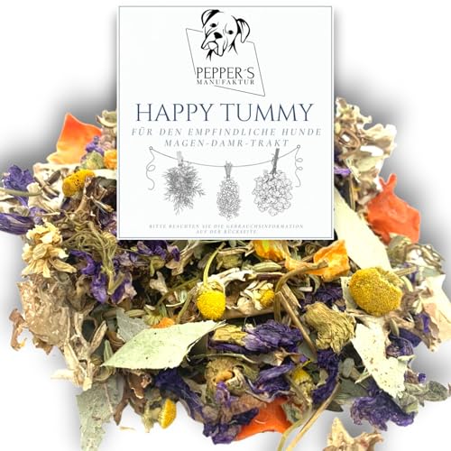 Happy Tummy von Pepper’s Manufaktur – Kräuter für Hunde bei sensibler Verdauung, natürliche Unterstützung für Magen & Darm, 100 % Natürlich, ohne Zusätze, ideal bei Unverträglichkeiten (100g) von Pepper´s Manufaktur