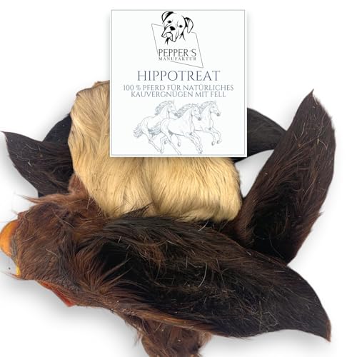 Hippotreat von Pepper’s Manufaktur – Pferdeohr mit Fell für Hunde, naturbelassener Kausnack aus 100 % Pferd – Single-Protein, ideale Zahnpflege & artgerechte Beschäftigung (200g) von Pepper´s Manufaktur