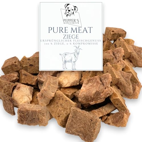 Pure Meat Ziege von Pepper’s Manufaktur – 100 % Ziege, gefriergetrocknet – TrockenBARF- Monoprotein-Snack für Sensible Hunde – naturbelassen, ohne Zusätze, ideal bei Unverträglichk (200g) von Pepper´s Manufaktur