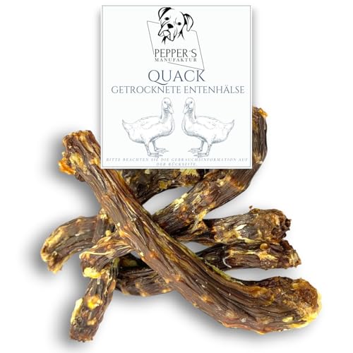 Quack von Pepper's Manufaktur – 100% Entenhälse für Hunde, naturbelassener schonend getrockneter Kausnack – ideal für Zahnpflege, Muskelaufbau & Gelenkgesundheit (200g) von Pepper´s Manufaktur