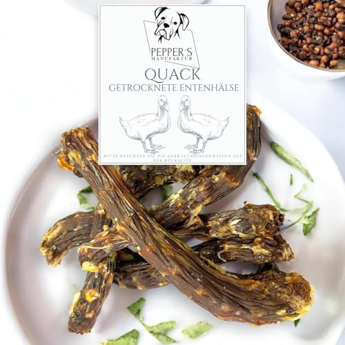 Quack von Pepper's Manufaktur – 100% Entenhälse für Hunde, naturbelassener Kausnack – unterstützt Zahnpflege, Muskelaufbau & Gelenkgesundheit (500g) von Pepper´s Manufaktur