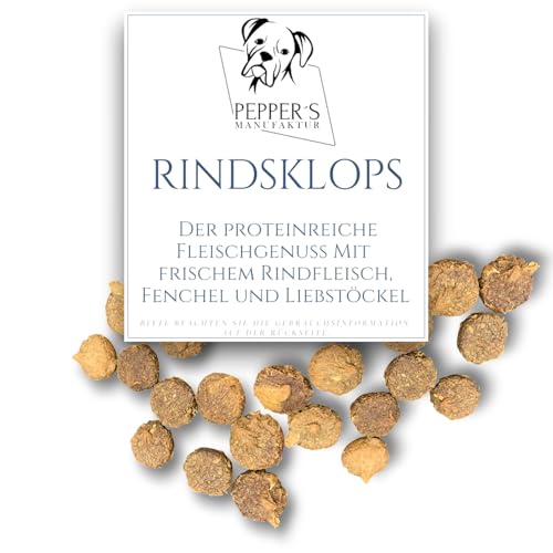 Rindsklops von Pepper’s Manufaktur – Proteinreicher Hundesnack mit Rindfleisch, Sellerie & Fenchel – Natürliche Belohnung zur Unterstützung von Verdauung & Vitalität (100g) von Pepper´s Manufaktur
