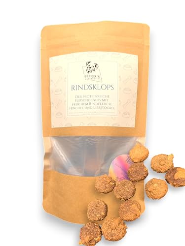 Rindsklops von Pepper’s Manufaktur – Proteinreicher Hundesnack mit Rindfleisch, Sellerie & Fenchel – Natürliche Belohnung zur Unterstützung von Verdauung & Vitalität (500g) von Pepper´s Manufaktur