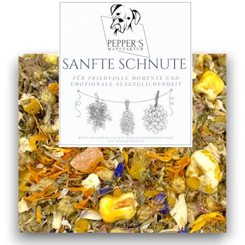 Sanfte Schnute von Pepper’s Manufaktur–Beruhigende Kräuter für Hunde bei Reizempfindlichkeit, Reaktivität & Unruhe, natürliche Förderung des emotionalen Gleichgewichts, 100 % Natur (100g) von Pepper´s Manufaktur