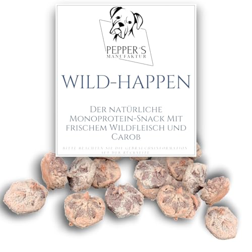 Wild-Happen von Pepper's Manufaktur – Monoprotein-Snack mit Wildfleisch für Hunde, getreidefrei & bekömmlich – Natürliche Belohnung mit Gemüsebrühe & Carob (100g) von Pepper´s Manufaktur