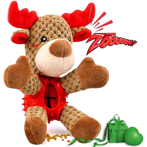 PeppyPawz 4-in-1 Weihnachts-Hundespielzeug, interaktiver Leckerli-Spender für Langeweile und Bereicherung, weicher Plüsch, quietschend, langlebig, Kauspielzeug für Welpen, kleine und mittelgroße von PeppyPawz