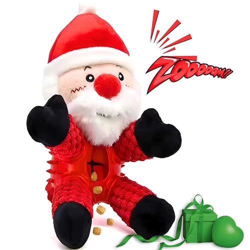 PeppyPawz 4-in-1-Weihnachts-Hundespielzeug, interaktiver Leckerli-Spender für Langeweile und Bereicherung, weicher Plüsch, quietschend, langlebig, Kauspielzeug für Welpen und kleine Haustiere von PeppyPawz