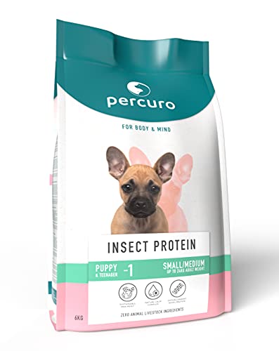 Percuro, hypoallergenes Trockenfutter für Welpen Kleiner und mittlerer Rassen | nachhaltig | natürliche Präbiotika | 33% Protein | hergestellt aus leckeren Fleischalternativen | 6 kg von Percuro