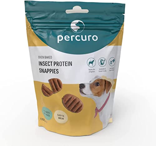 Percuro Snappies Hundeleckerlis, 120 g, ofengebacken, proteinreich, hypoallergen, Insektenprotein, ohne künstliche Zusatzstoffe, Einzelpackung von Percuro