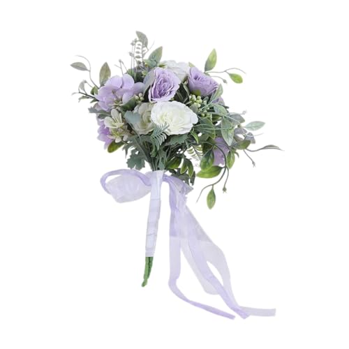 Perfeclan Handgebundene Bouquet Handgebundene Blüten mit Blättern Und Seidenband Werfen Blumenblumendekoration für Prom Desktop Dekoration Perfeclan Handgebundene Bouquet Handgebundene Blüten mit Blättern Und Seidenband Werfen Blumenblumendekoration für Prom Desktop Dekoration von Perfeclan