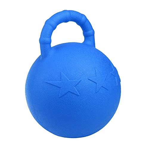 Perfeclan Heavy Duty Kauball, Pferdepferd Gummi Hüpfendes Fußballspiel Spielzeug Stabiles Feldspielzeug mit Griff, Viehpflegebedarf, Königsblau von DeeRace
