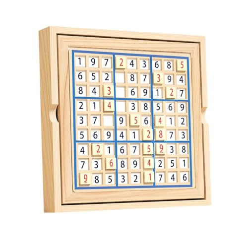 Perfeclan Sudoku-Puzzle-Set aus Holz, Puzzle-Brettspiel, Lernspielzeug für Kleinkinder, Geschenk für den Schreibtisch, Sudoku-Spielbrett aus Holz für Kinder im von Perfeclan