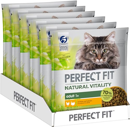 PERFECT FIT Natural Vitality - Katzenfutter Trockenfutter Adult 1+ - Huhn und Truthahn, 6 x 650g von Perfect Fit
