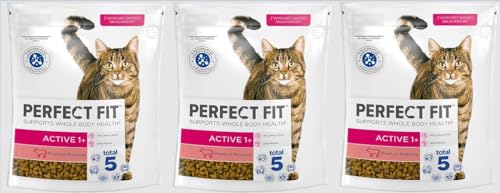 Perfect Fit Active 1+ – Trockenfutter für Erwachsene, aktive Katzen ab 1 Jahr – Reich an Rind – Unterstützt die Vitalität – 3 x 750 g von Perfect Fit