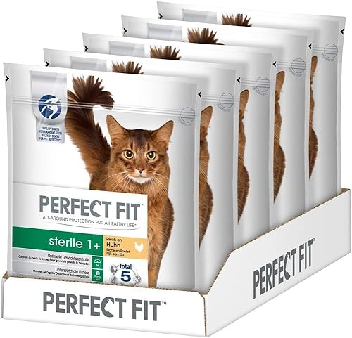 Adult 1+ Reich an Huhn Katzenfutter Trockenfutter Pro-Sterile für sterilisierte/kastrierte Katzen, Kalorienarm 5 Beutel (5 x 750g) von Perfect Fit