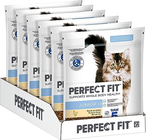 Katzenfutter Trockenfutter Junior <1 Kitten/Kätzchen Reich an Huhn, 6 Beutel (6 x 750g) von Perfect Fit