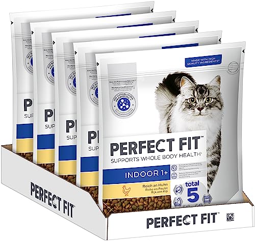 PERFECT FIT Indoor Adult Trockenfutter für erwachsene Katzen ab 1 Jahr - Huhn, 1,4 kg (5 Beutel) von Perfect Fit