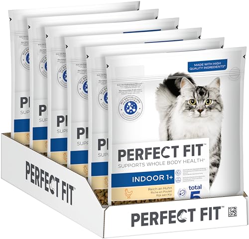 PERFECT FIT Indoor Adult Trockenfutter für erwachsene Katzen ab 1 Jahr - Huhn, 750g (6 Beutel) von Perfect Fit