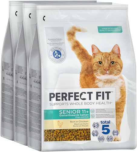 PERFECT FIT Senior Trockenfutter für ältere Katzen ab 11 Jahren - Huhn, 2,8 kg (3 Beutel) von Perfect Fit