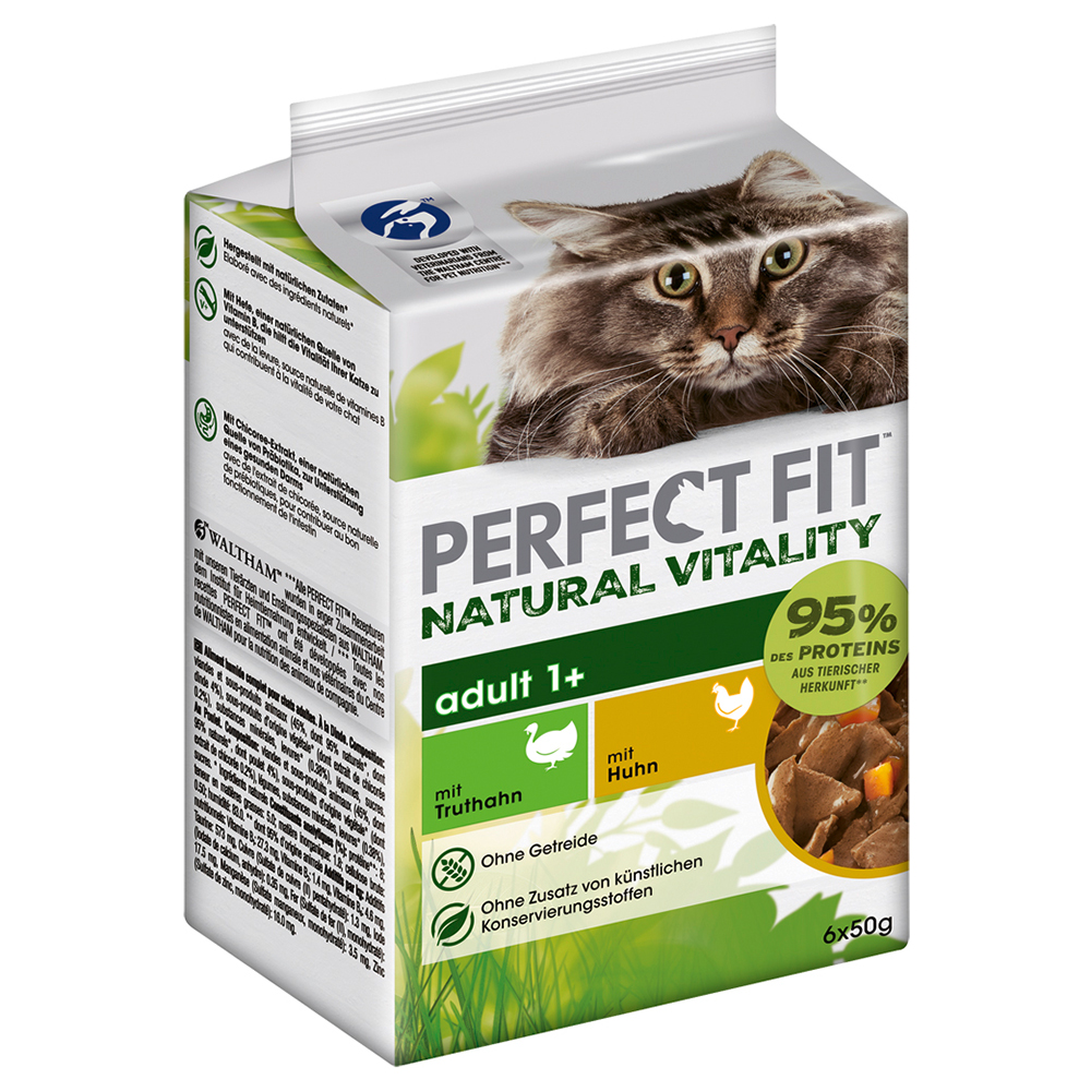 Perfect Fit Natural Vitality Adult 1+ - Sparpaket: Huhn & Truthahn (36 x 50 g) von Perfect Fit