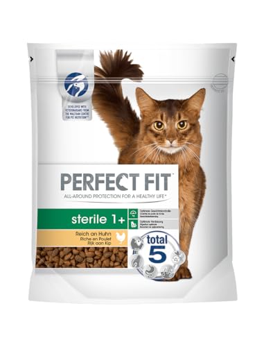 Perfect Fit Katzenfutter Trockenfutter Pro-Sterile für sterilisierte/ kastrierte Katzen Adult 1+ Reich an Huhn, 1 Beutel (1 x 750g) von Perfect Fit