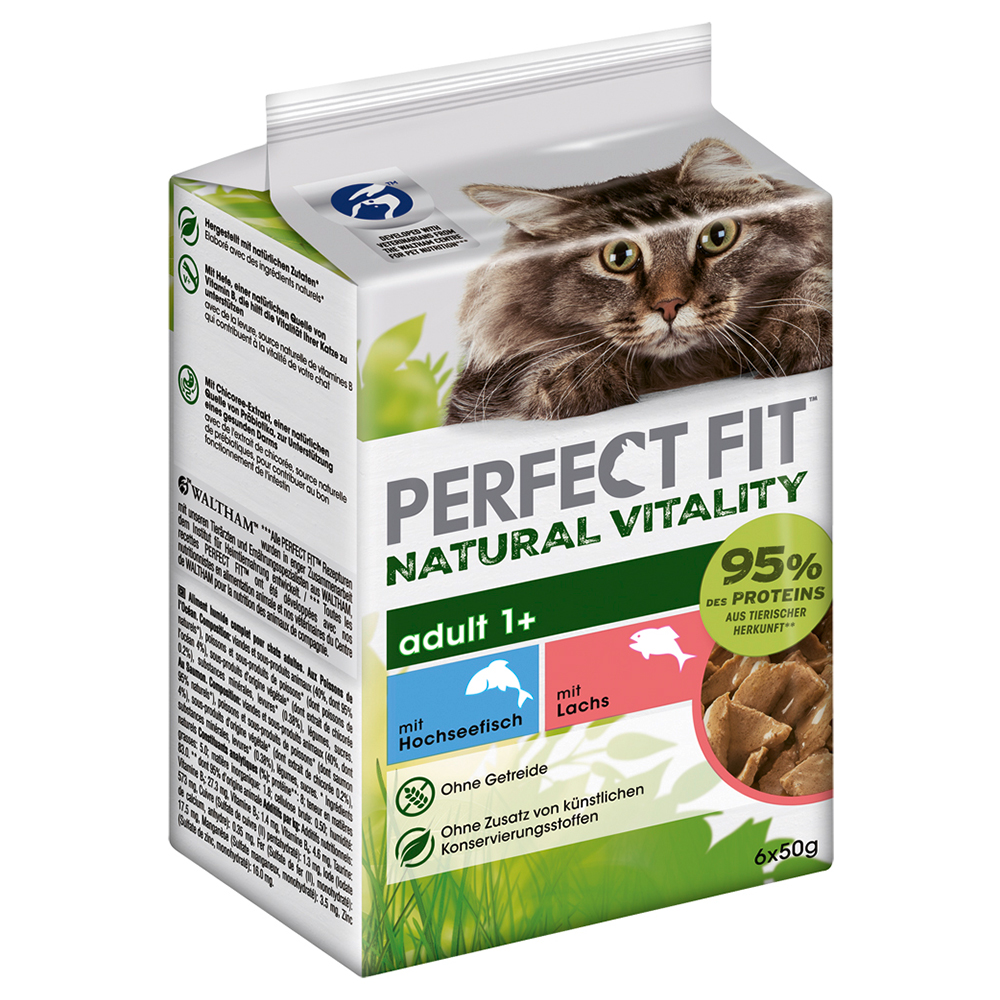 Perfect Fit Natural Vitality Adult 1+ - Sparpaket: Hochseefisch & Lachs (36 x 50 g) von Perfect Fit