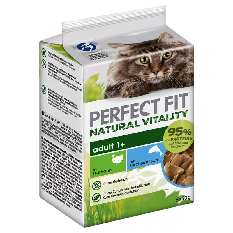 Perfect Fit Natural Vitality Adult 1+ - Sparpaket: Hochseefisch & Truthahn (36 x 50 g) von Perfect Fit