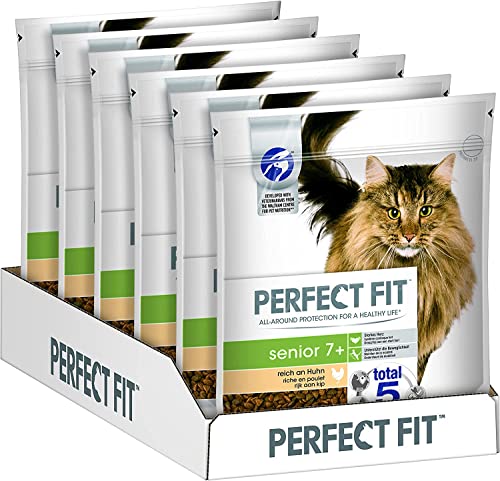 Perfect Fit Senior 7+ – Trockenfutter für Senioren Katzen ab 7 Jahren – Reich an Huhn – Unterstützt die Gesundheit – 6 x 750 g von Perfect Fit