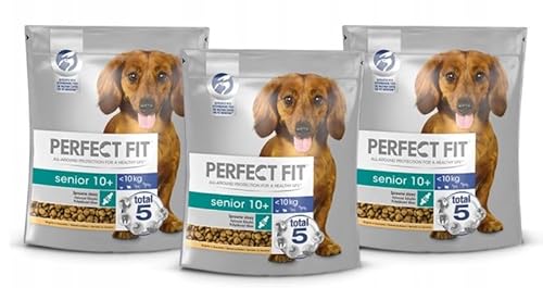 Senior 10+ Trockenfutter für kleine (<10kg) ältere Hunde ab 10 Jahren, 3 x 825g (3 Beutel) – Premium Hundefutter trocken reich an Huhn zur Förderung der Mobilität von Perfect Fit