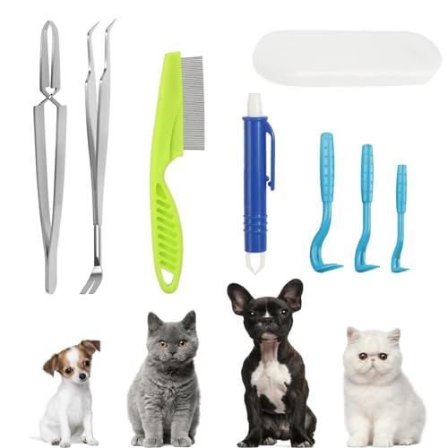 PerfektSIS Zeckenzange 8Pcs Zeckenentferner Set, Zecken Set inkl. Zeckenpinzette Zeckenhaken Flohkamm Zeckenhebel, Zeckenschutz für Hunde Katze Menschen PerfektSIS Zeckenzange 8Pcs Zeckenentferner Set, Zecken Set inkl. Zeckenpinzette Zeckenhaken Flohkamm Zeckenhebel, Zeckenschutz für Hunde Katze Menschen von PerfektSIS