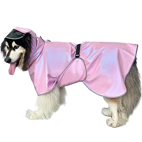 Periflowin Hunde-Regenmantel mit Kapuze, Zupfponcho, reflektierend, leicht, für Haustiere, wasserdicht, mit verstellbarem Bauchgurt für kleine, mittelgroße und große Hunde von Periflowin