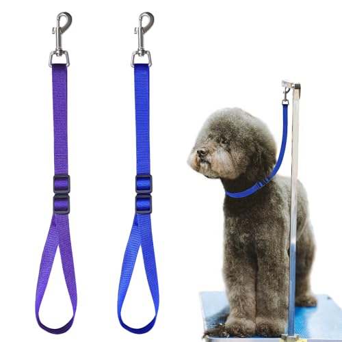 Periflowin Pet Dog Grooming Loops,2 Pack Adjustable Nylon Restraint Noose Loop, Dog Grooming Arm Accessories Fixed Dog Bathing Safety Tether Straps for Pet Grooming Table Bathtub (Style 2) von Periflowin