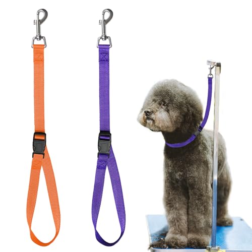 Pet Dog Grooming Loops,2 Pack Adjustable Nylon Restraint Noose Loop, Dog Grooming Arm Accessories Fixed Dog Bathing Safety Tether Straps for Pet Grooming Table Bathtub (Style 3) von Periflowin