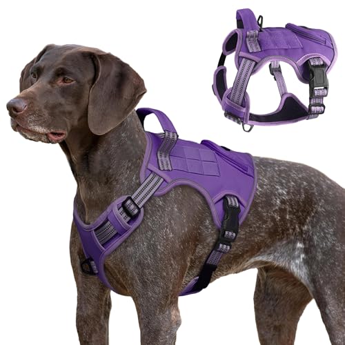 Taktisches Hundegeschirr für große Hunde, strapazierfähig, kein Ziehen, Militärdienstweste mit Kontrollgriff und 2 Patches, verstellbar, reflektierend, weich gepolstert, Haustiergeschirr für Training Taktisches Hundegeschirr für große Hunde, strapazierfähig, kein Ziehen, Militärdienstweste mit Kontrollgriff und 2 Patches, verstellbar, reflektierend, weich gepolstert, Haustiergeschirr für Training von Periflowin