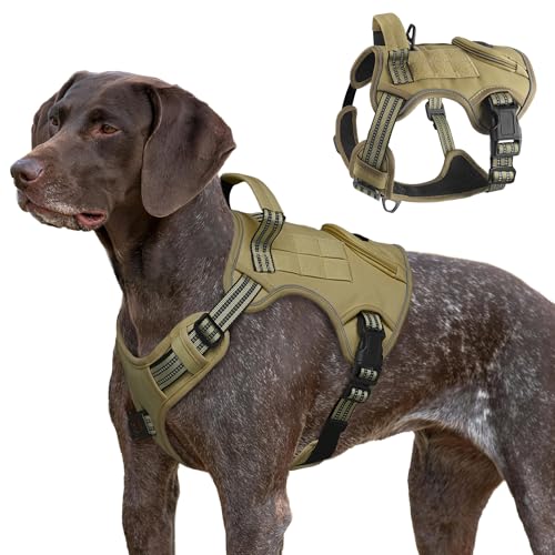 Taktisches Hundegeschirr für große Hunde, strapazierfähig, kein Ziehen, Militärdienstweste mit Kontrollgriff und 2 Patches, verstellbar, reflektierend, weich gepolstert, für Training, Spazierengehen Taktisches Hundegeschirr für große Hunde, strapazierfähig, kein Ziehen, Militärdienstweste mit Kontrollgriff und 2 Patches, verstellbar, reflektierend, weich gepolstert, für Training, Spazierengehen von Periflowin